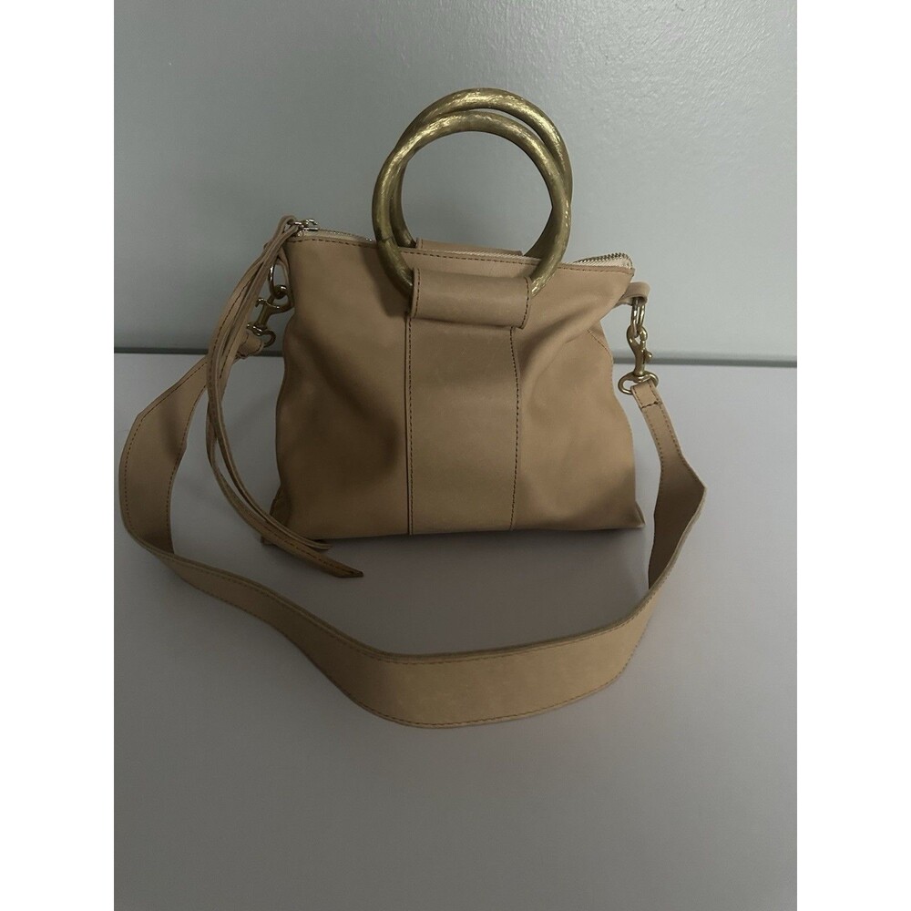 Raven + Lily Tan Leather Shoulder Bag Gold Top Handle Handbag Designer purse EUC